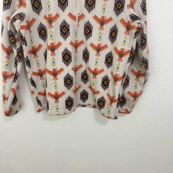 ARIAT Fleece 1/4 Zip Sweatshirt Orange Southwest Aztec Print Women’s Size S - Picture 3 of 11